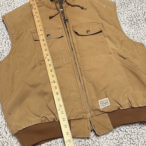 VTG Walls Outdoors Vest Mens XL Brown Duck Hooded Full-Zip Thermal Lined USA - Picture 5 of 14
